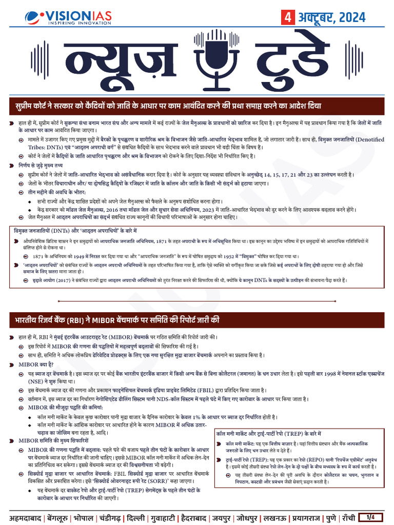 VisionIAS Daily Current Affairs 04 October 2024 | PDF