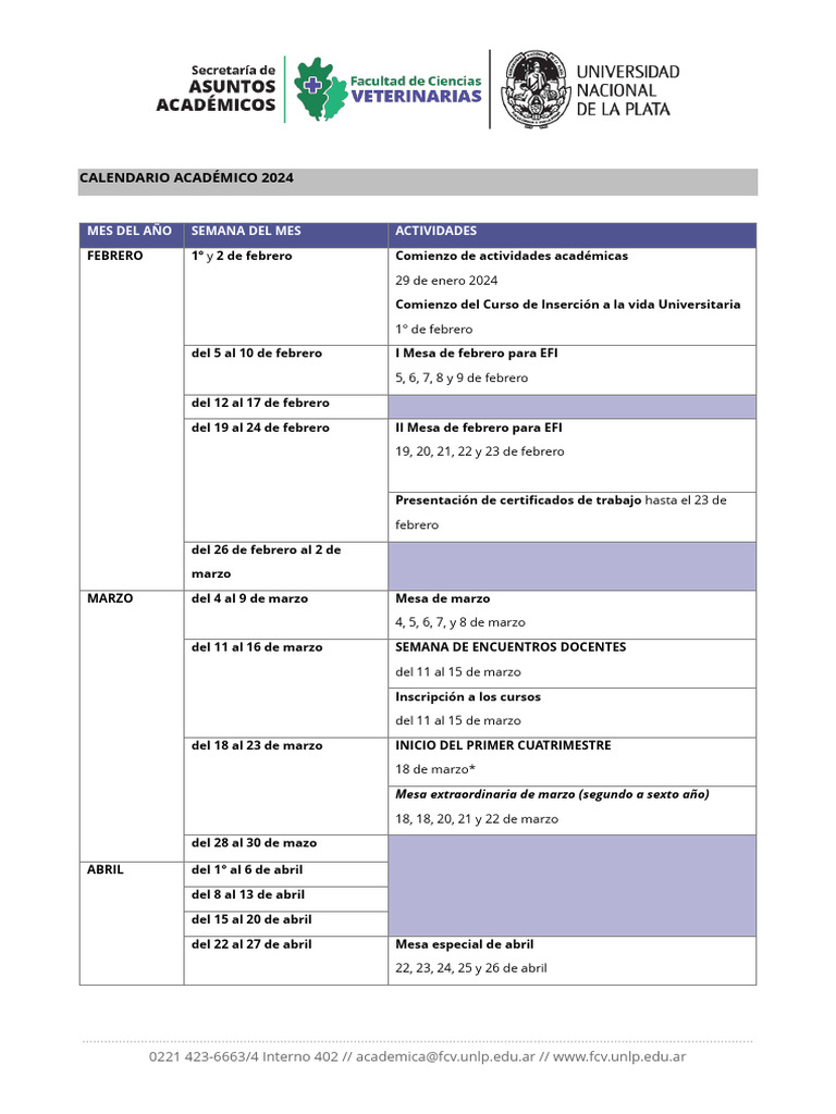Calendario Academico 2024 | PDF
