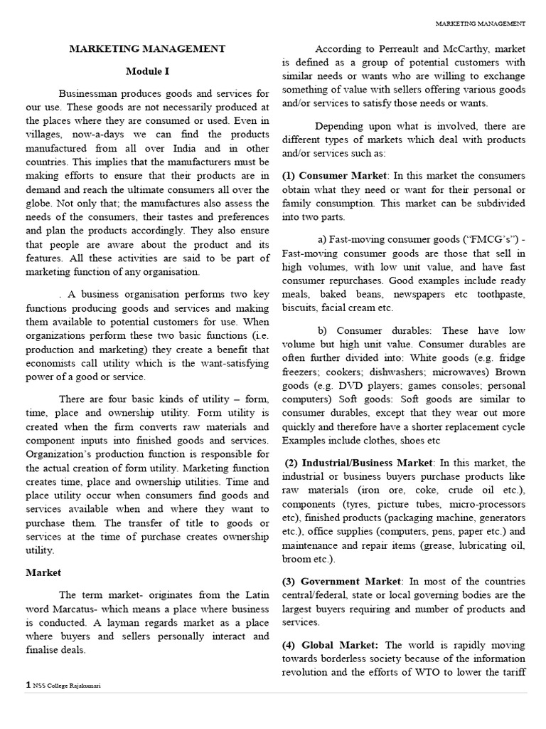 Understanding Marketing Management Concepts | PDF | Marketing | Market ...