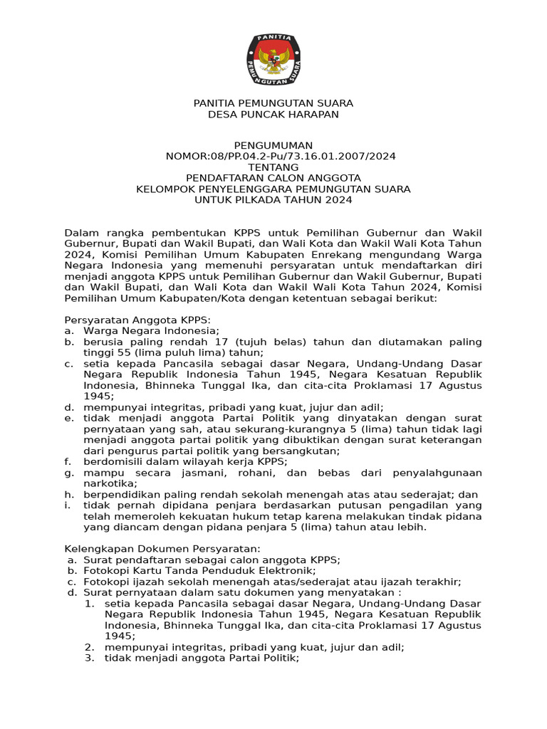 Print 2 pengumuman pps pendaftaran kpps pdf