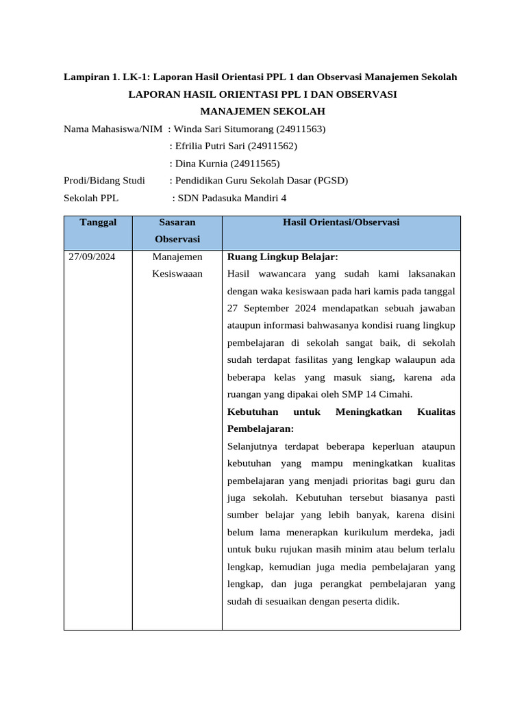 Laporan PPL SDN PDM 4 | PDF