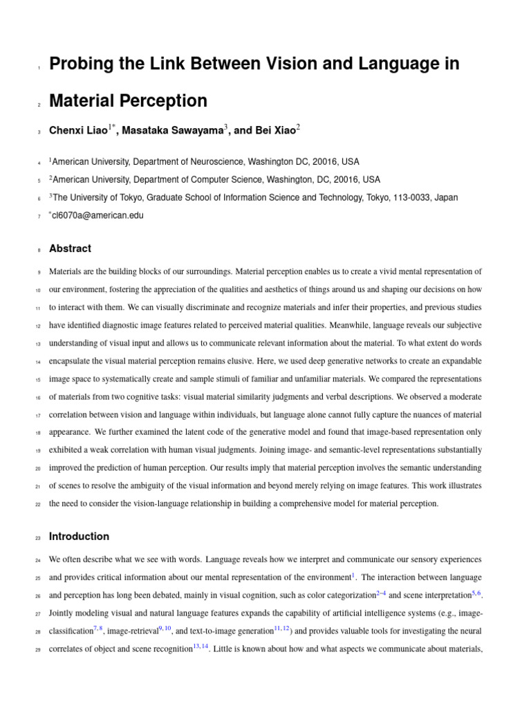 Probing The Link Between Vision and Language in Ma | PDF