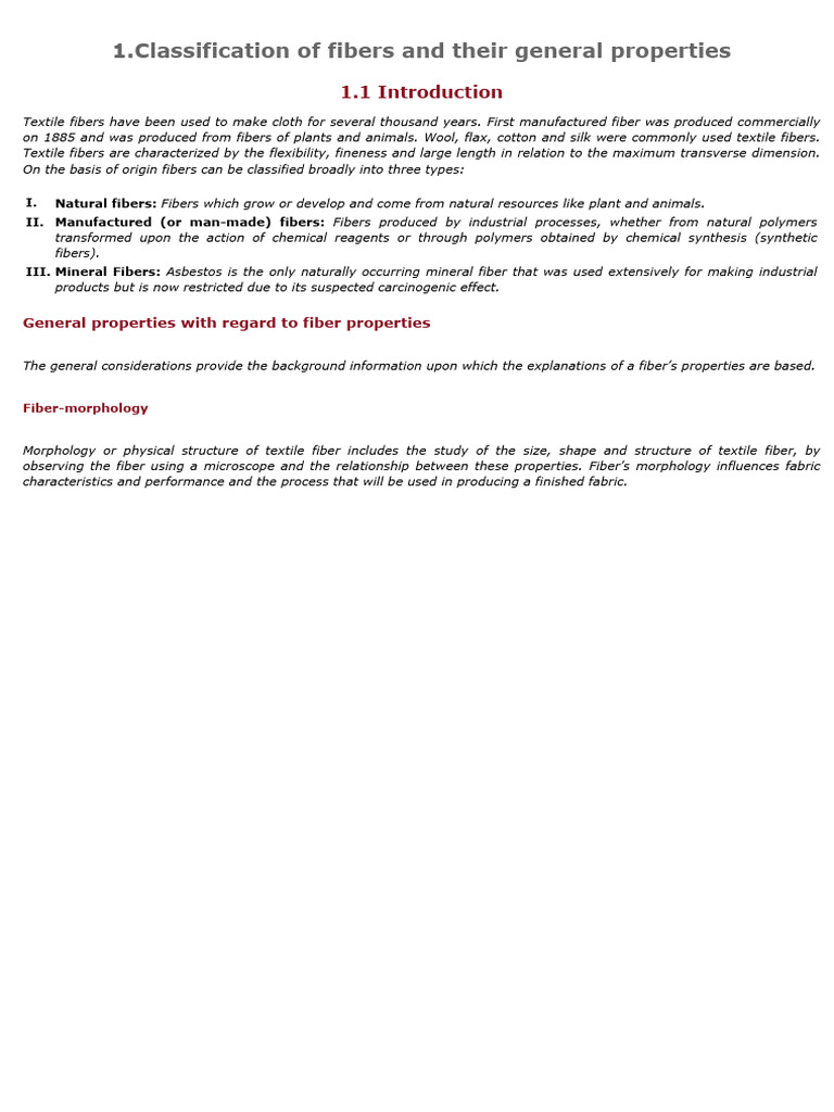 Textile Fiber Classification Overview | PDF | Yarn | Textiles