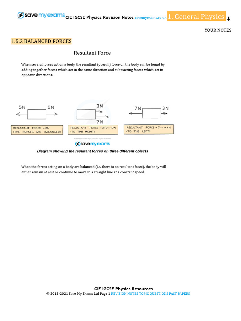 Revision - Summary - Effects of Forces | PDF