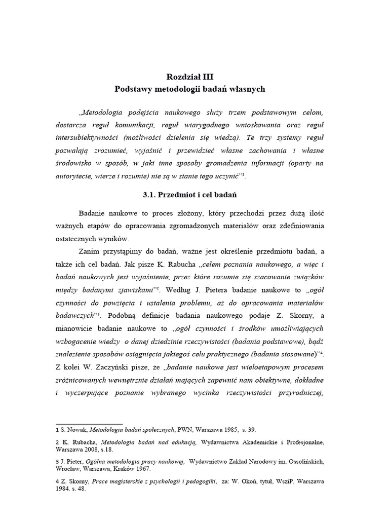 Metodologia Pedagogika Przyklad 2 | PDF
