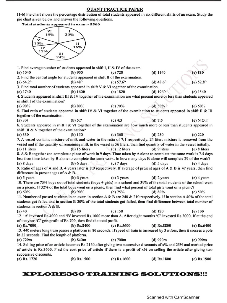 Quant Practice Paper | PDF