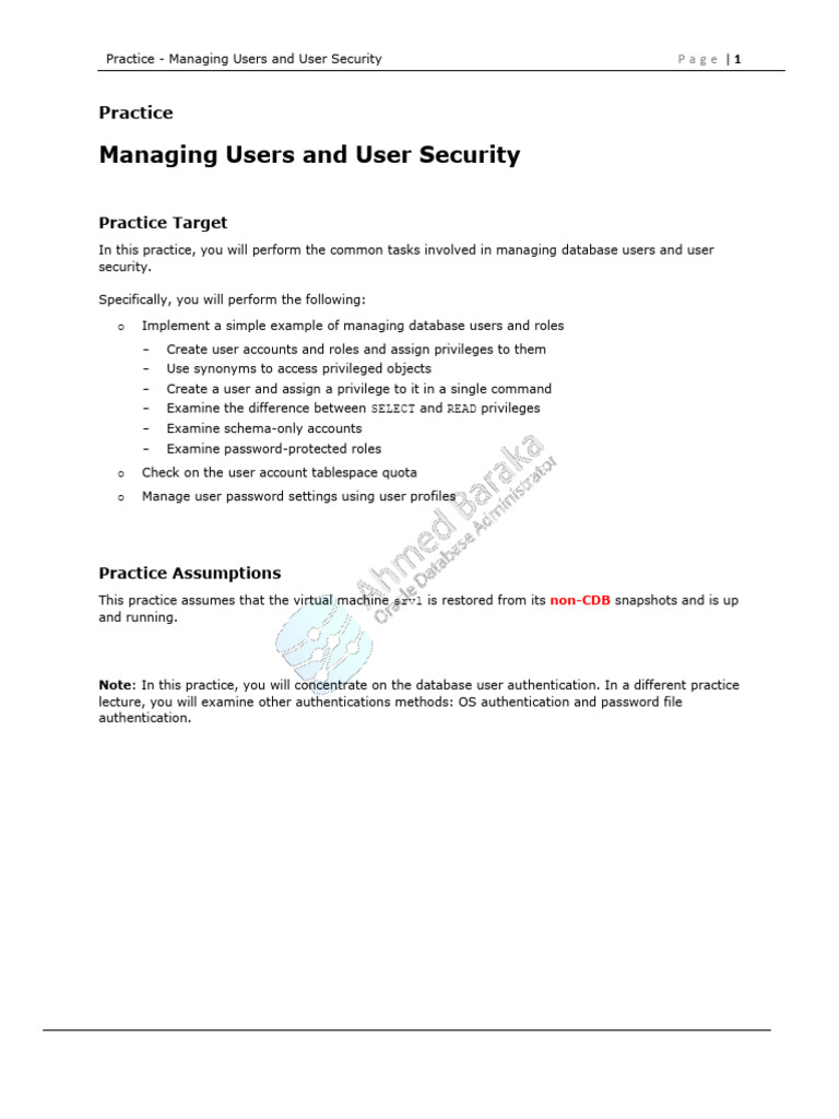 Practice Managing Users and User Security | PDF
