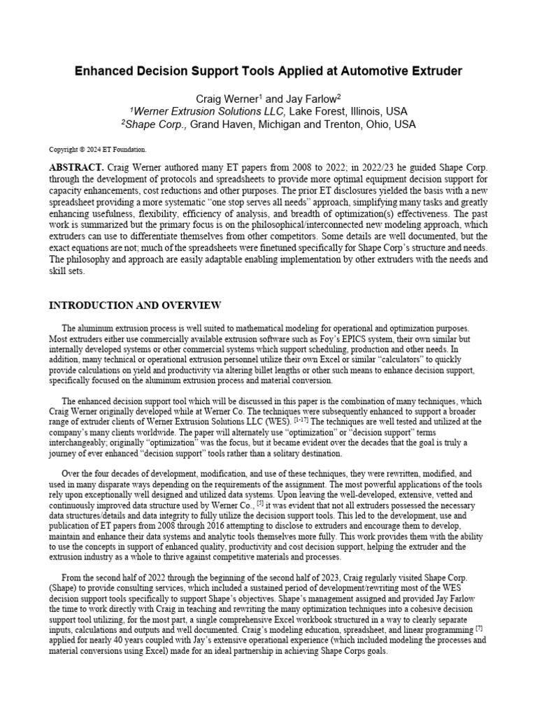 Enhanced Decision Support for Extruders | PDF | Mathematical ...