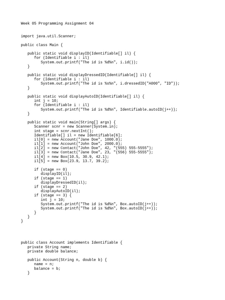 Week 05 Programming Assignment 04 | PDF