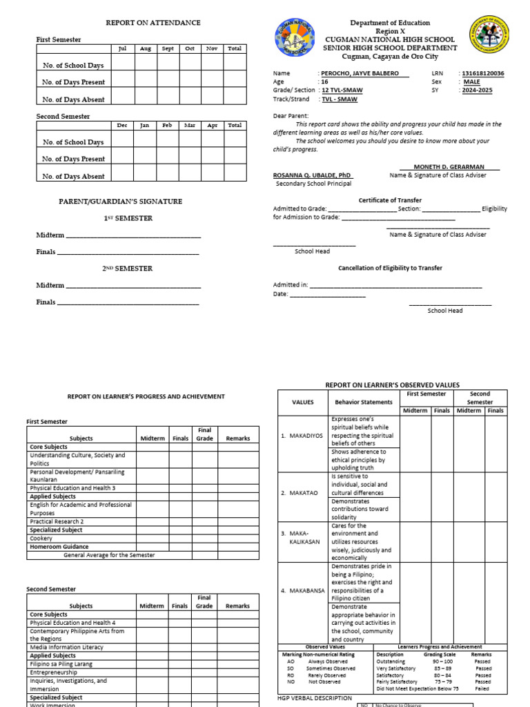 Sample SF 9 | PDF