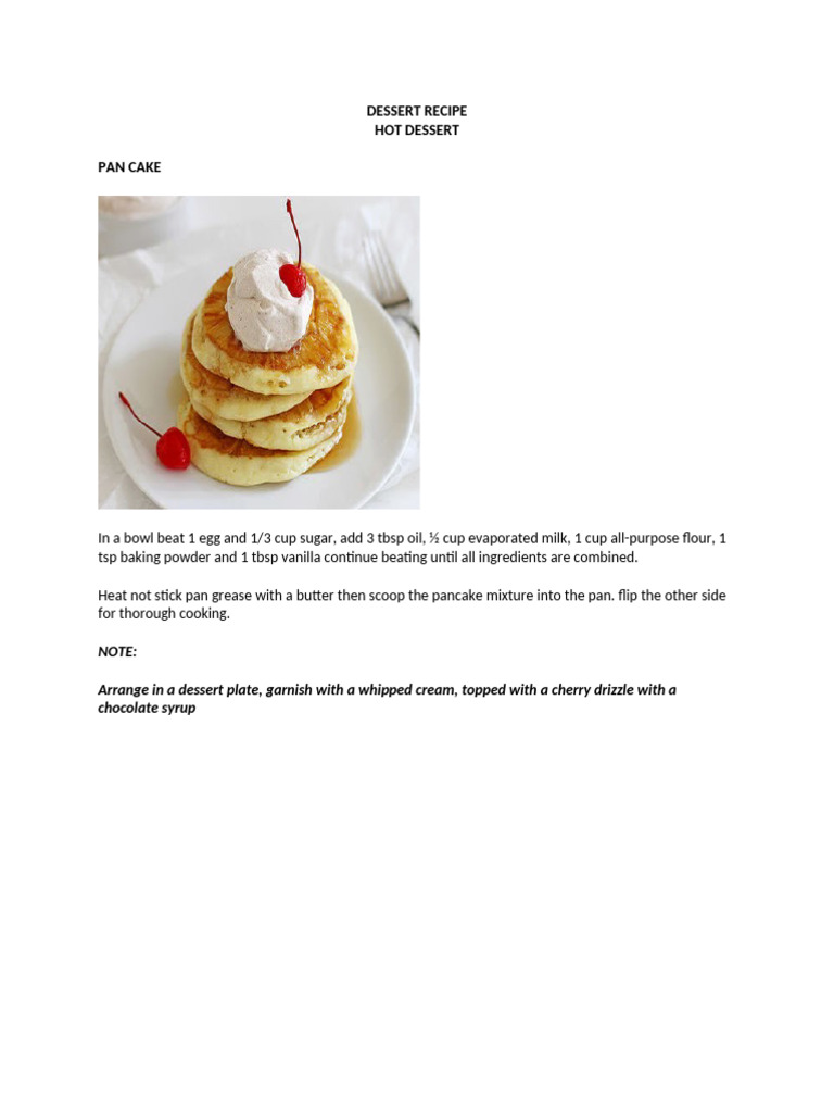 Dessert Recipe | PDF