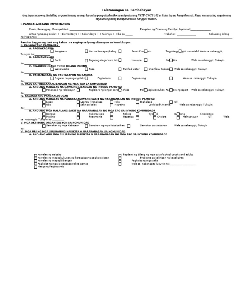 Household Questionaire 2 | PDF