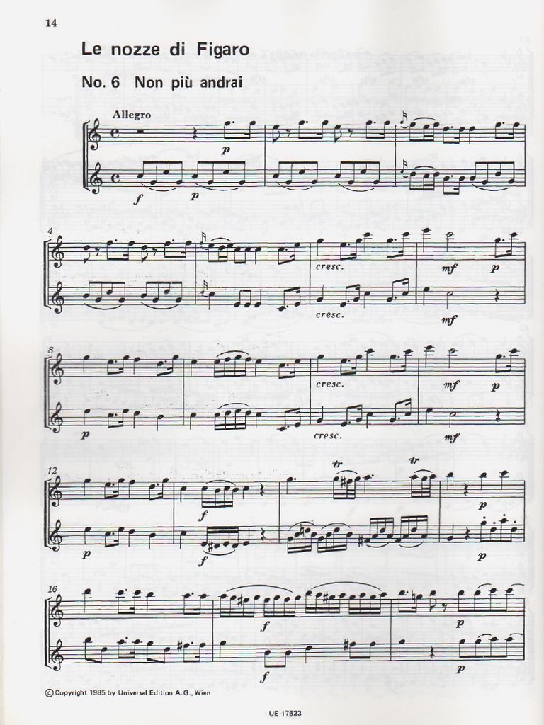 Mozart Duo Hautbois Non Piu Andrai Pdf