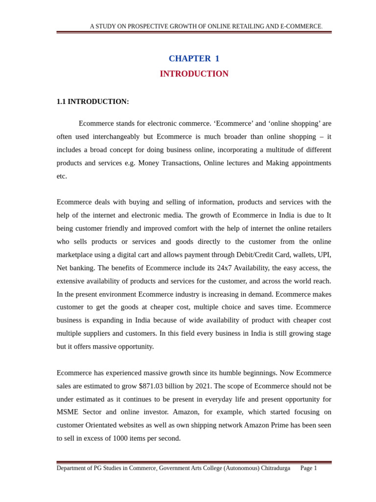 A Study On Prospective Growth of Online Retailing and E-Commerce. | PDF