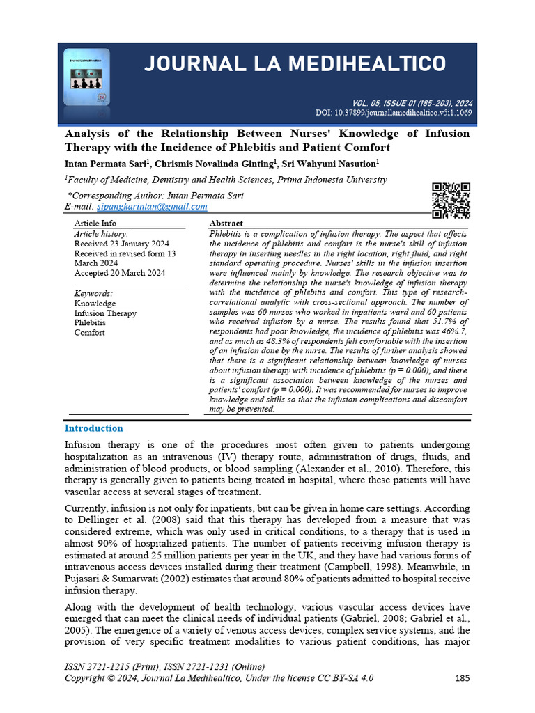 Analysis of The Relationship Between Nurses Knowl | PDF | Intravenous ...
