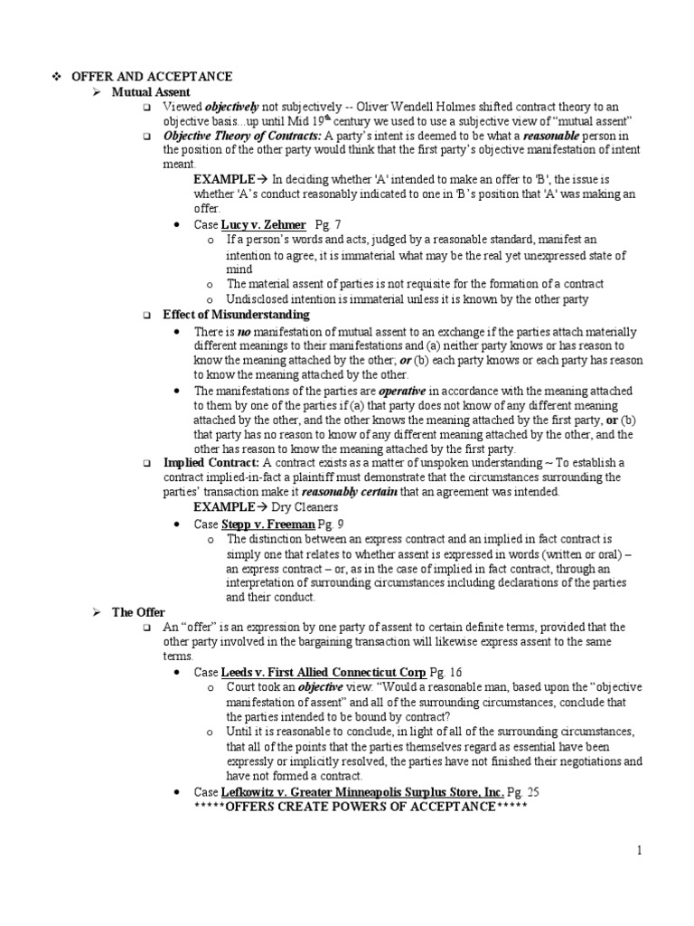 Contract Formation Principles Explained | PDF | Offer And Acceptance ...