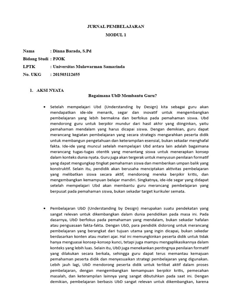 Ganda - Jurnal Pembelajaran Modul 1 | PDF