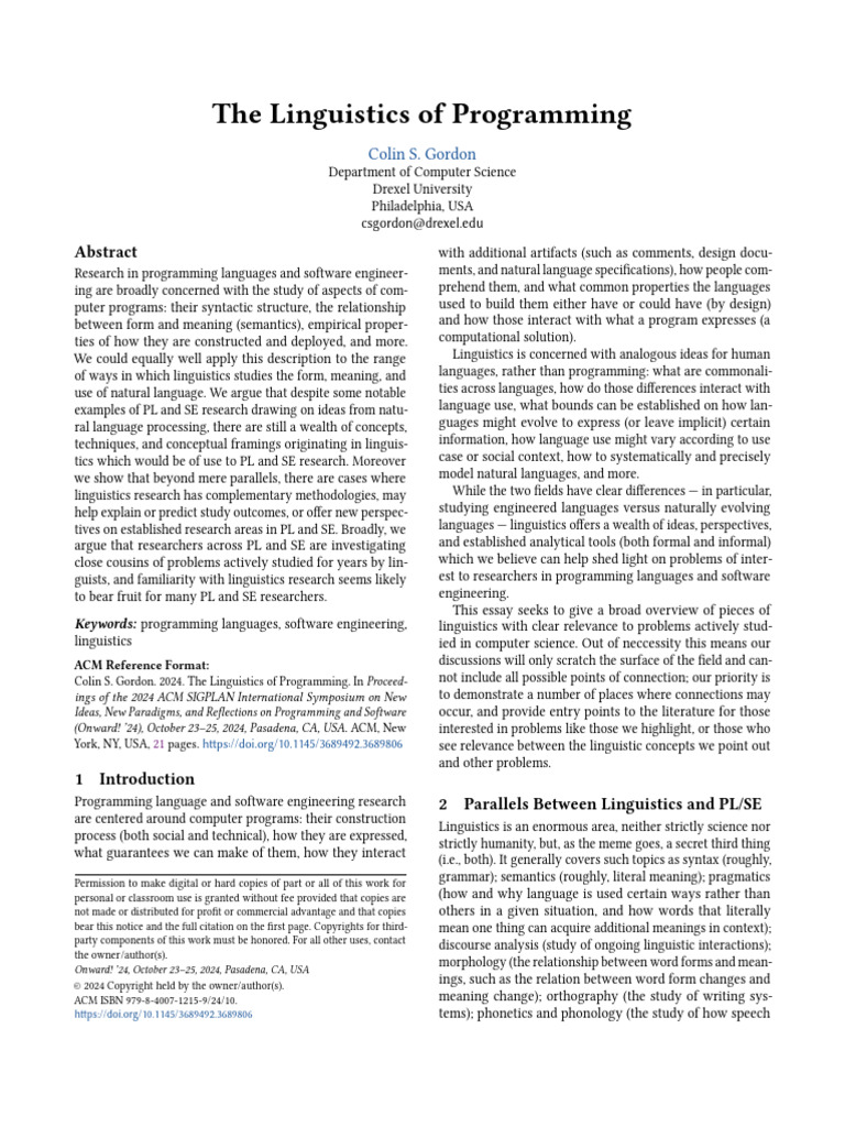 Linguistics of Programming Languages | PDF
