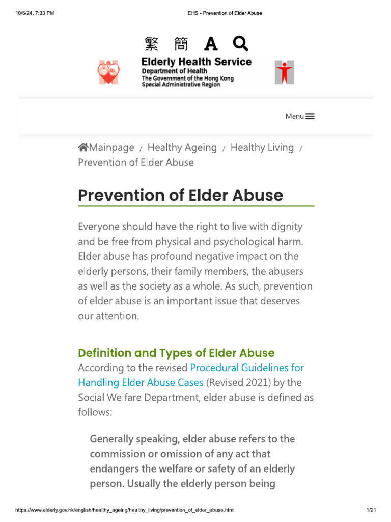 Web - Prevention of Elder Abuse Elderly Health Service | PDF