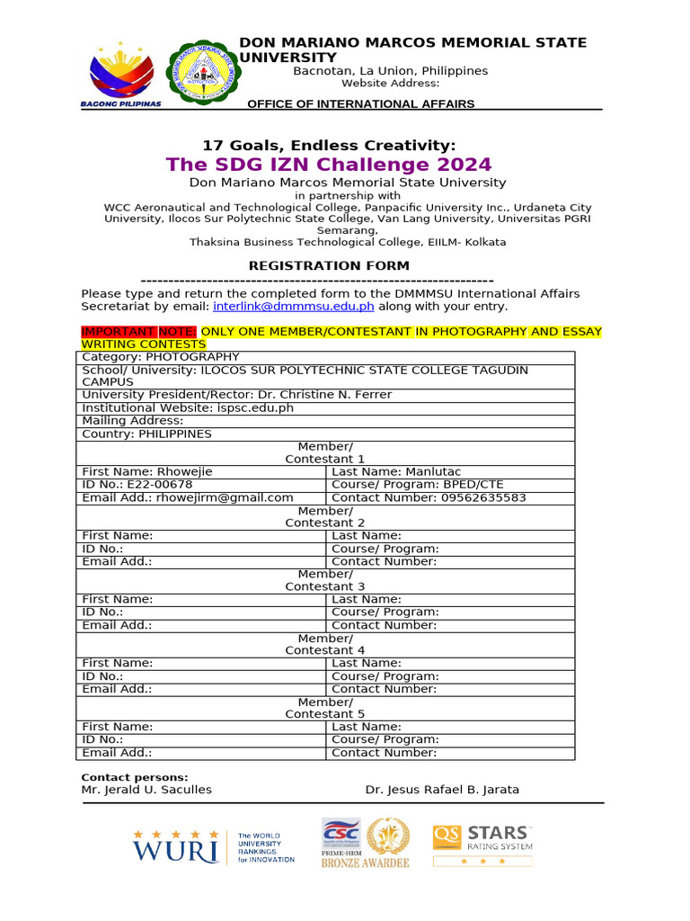 Registration Form | PDF | Career & Growth