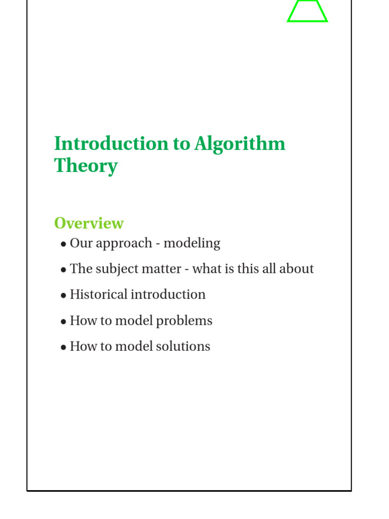 Introduction To Algorithm Theory Author Universitete I Oslo | PDF