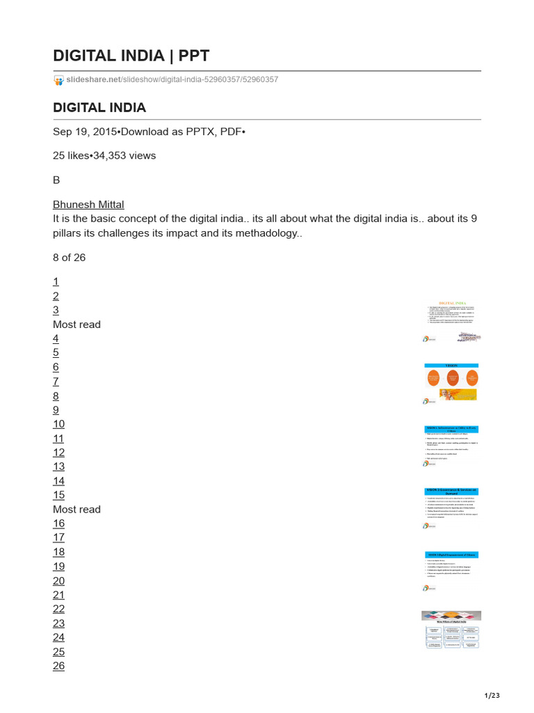 Slideshare Net Digital India Ppt Pdf E Government Governance