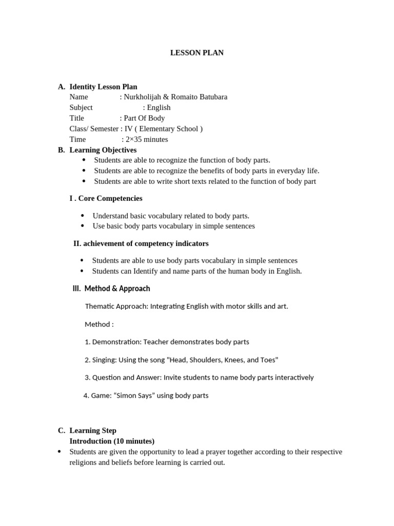 Lesson Plan 1 | PDF