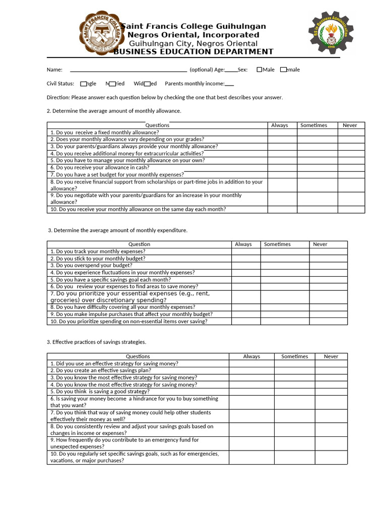 Questionnaire | PDF