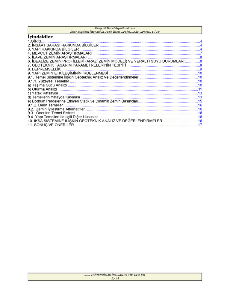 Geoteknik Rapor (Yüzeysel Temel) - 2 | PDF