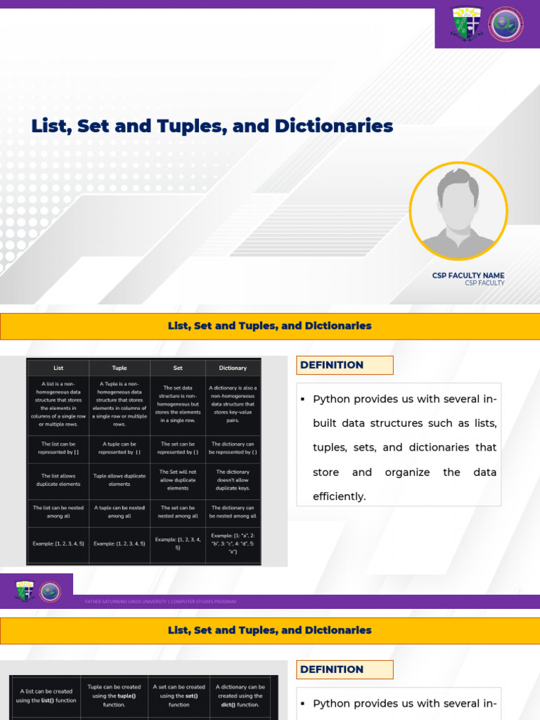 Lesson 5 - List Set and Tuples | PDF
