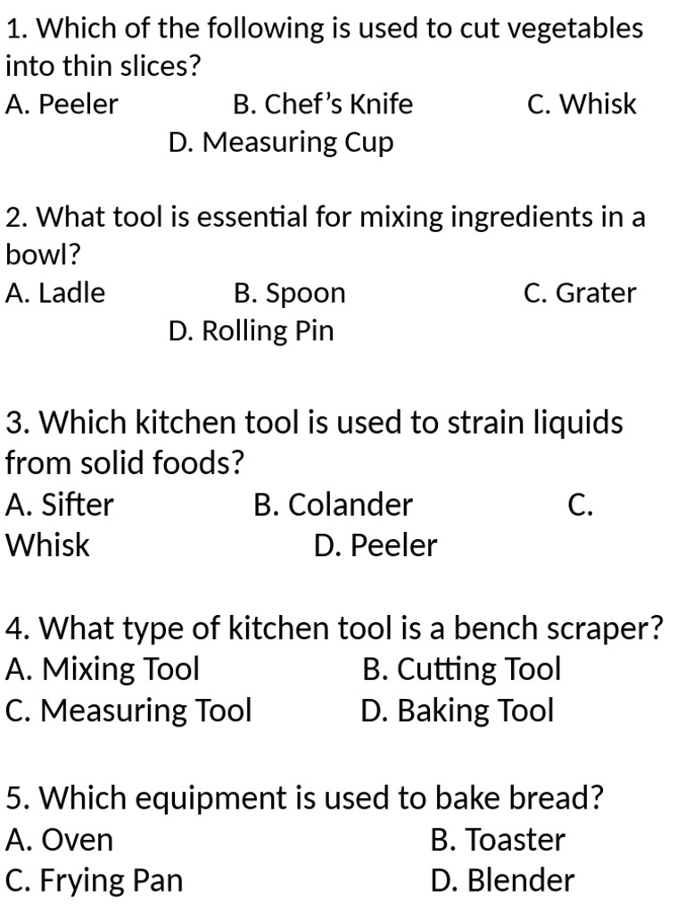 Essential Kitchen Tools for Chefs | PDF | Hors D'oeuvre | Cooking, Food ...