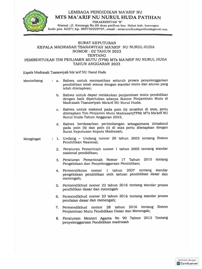 E.1. SK Penyusunan RKAM | PDF