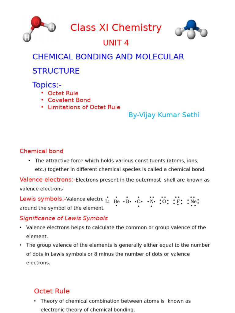 Class 11 Chapter 4 Chemical Bonding and Molecular Structure | PDF