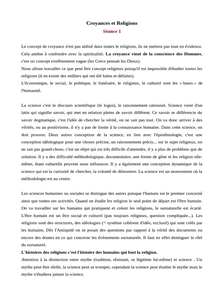 Croyances Et Religions 1 | PDF