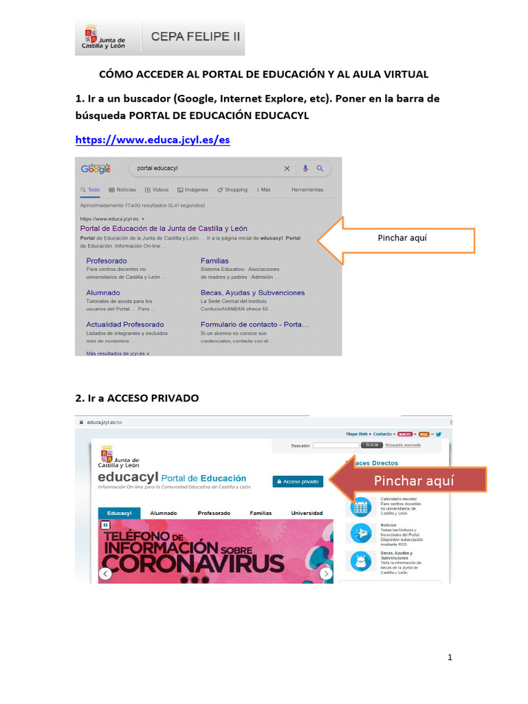 Manual Acceso Aula Virtual | PDF