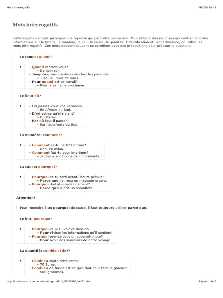 07.02 Mots Interrogatifs | PDF