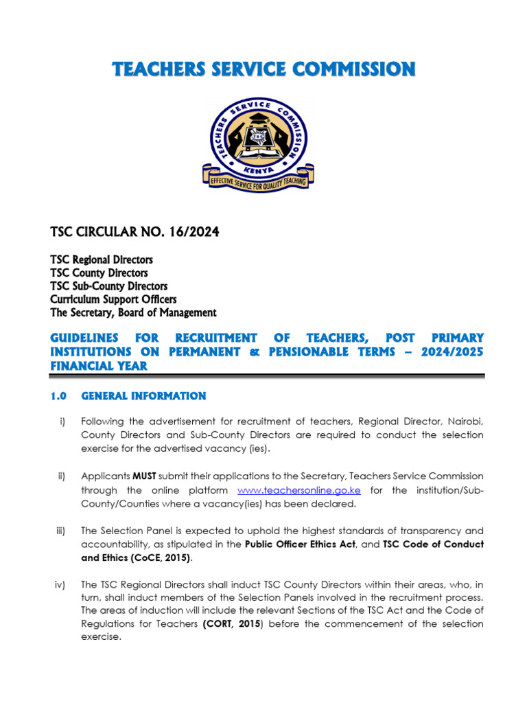 Guidelines For Recruitment of Teachers Post Primary | PDF