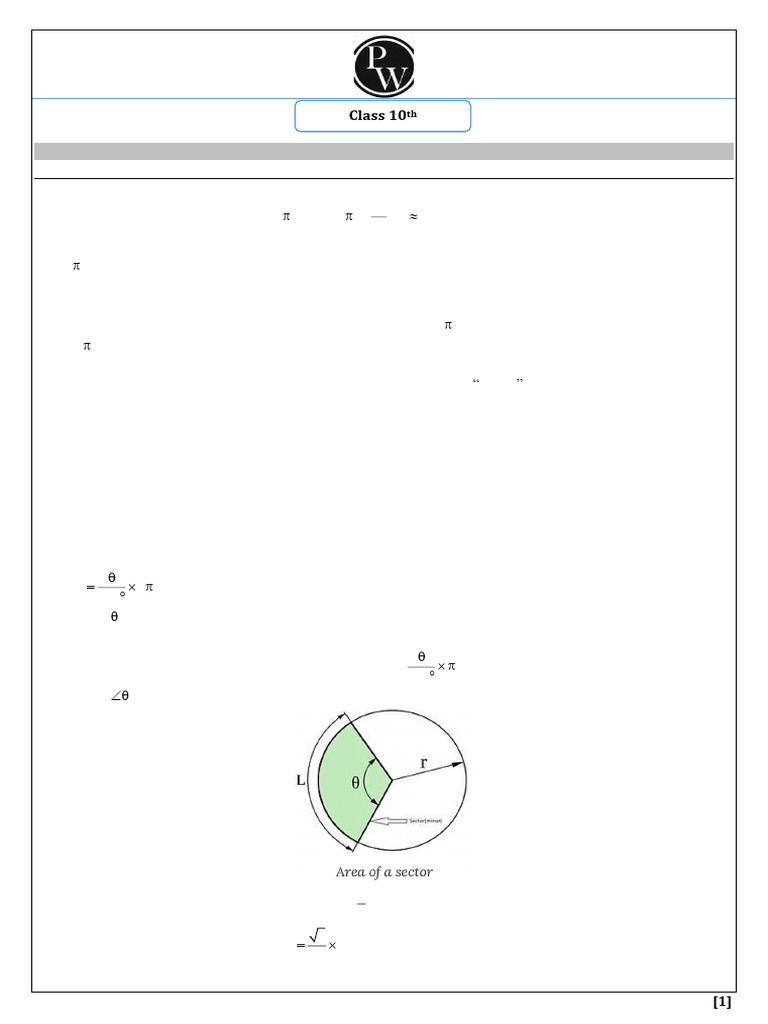 Areas Related To Circles - Short Notes | PDF