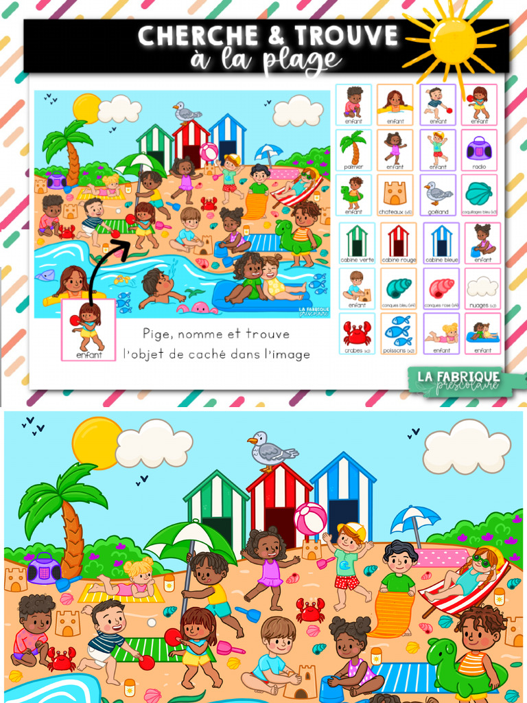 Cherche Et Trouve À La Plage Avec Écriture - LFPS | PDF