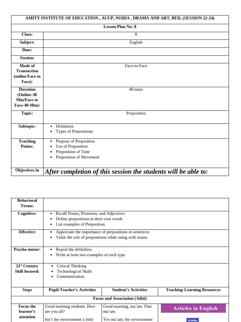 Lesson Plan | PDF