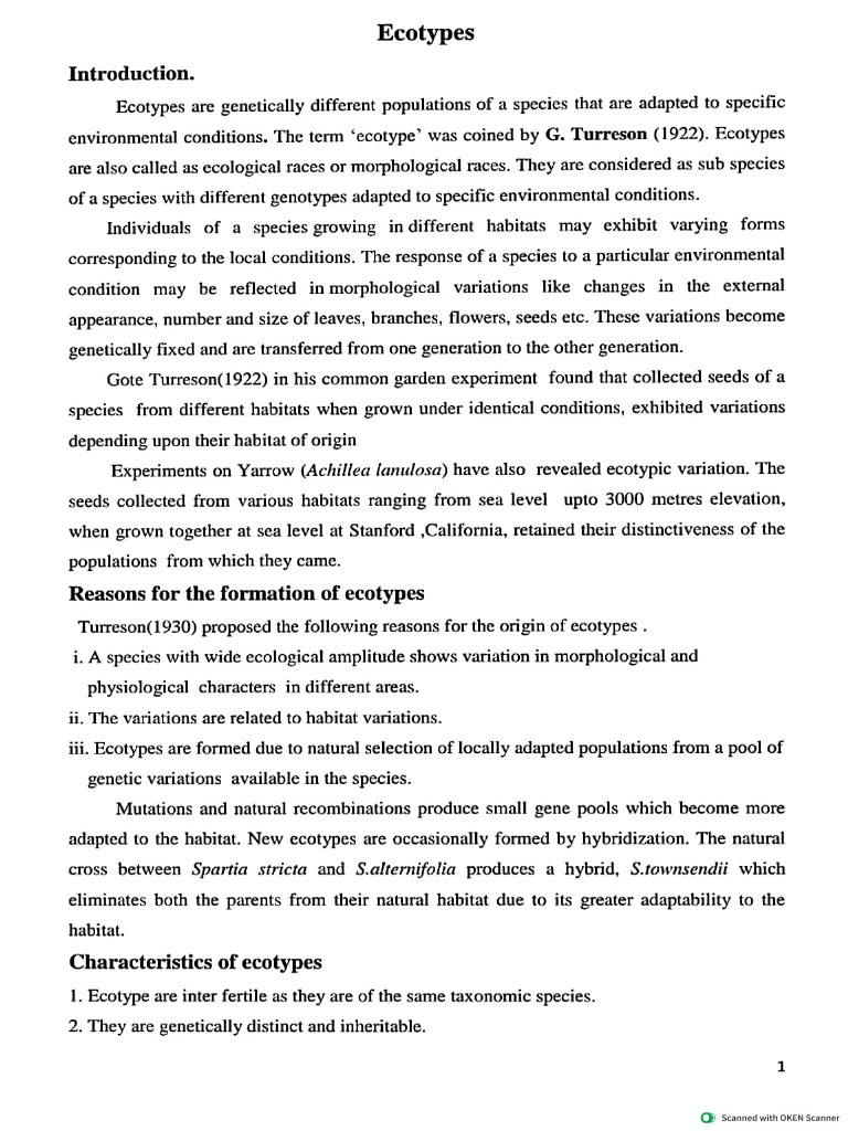 Ecotypes and Ecads | PDF