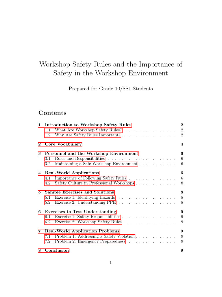 Introduction To Workshop Safety Ss 1 MD 1 F T | PDF