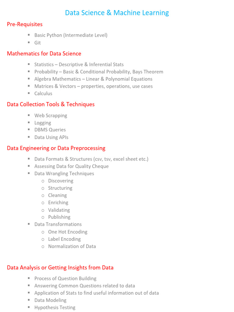 Data Science and Machine Learning | PDF