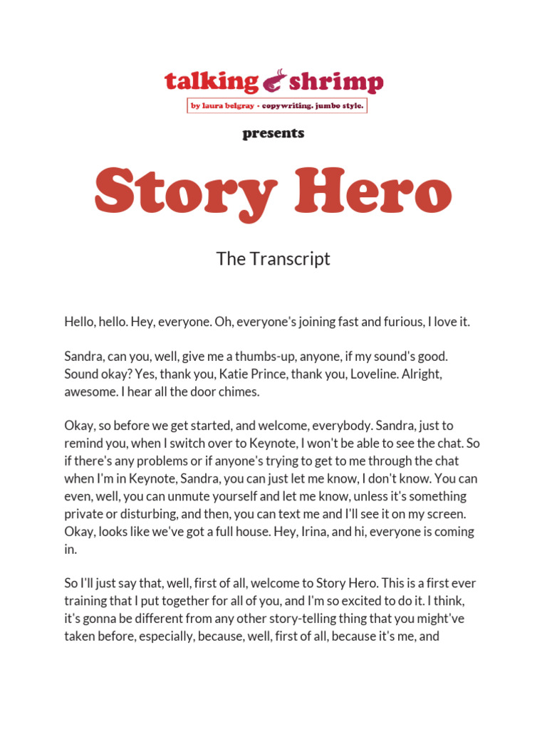 Story Hero Transcript | PDF