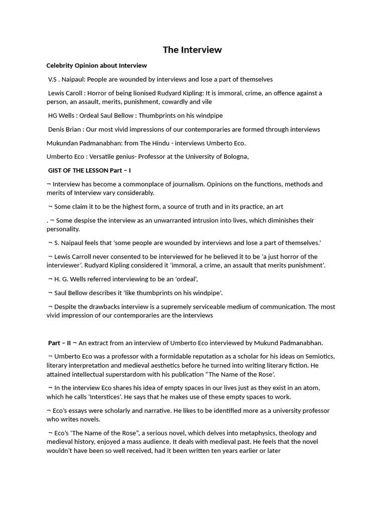 The Interview | PDF