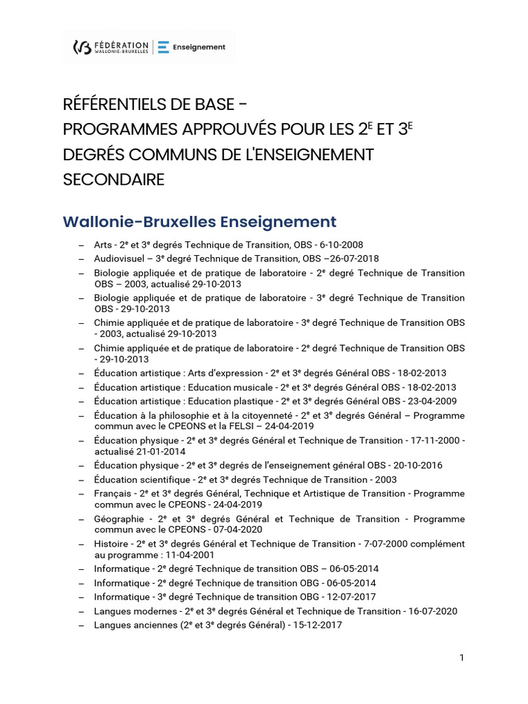 2e et 3e degr s du secondaire g n ral et technologique ordinaire