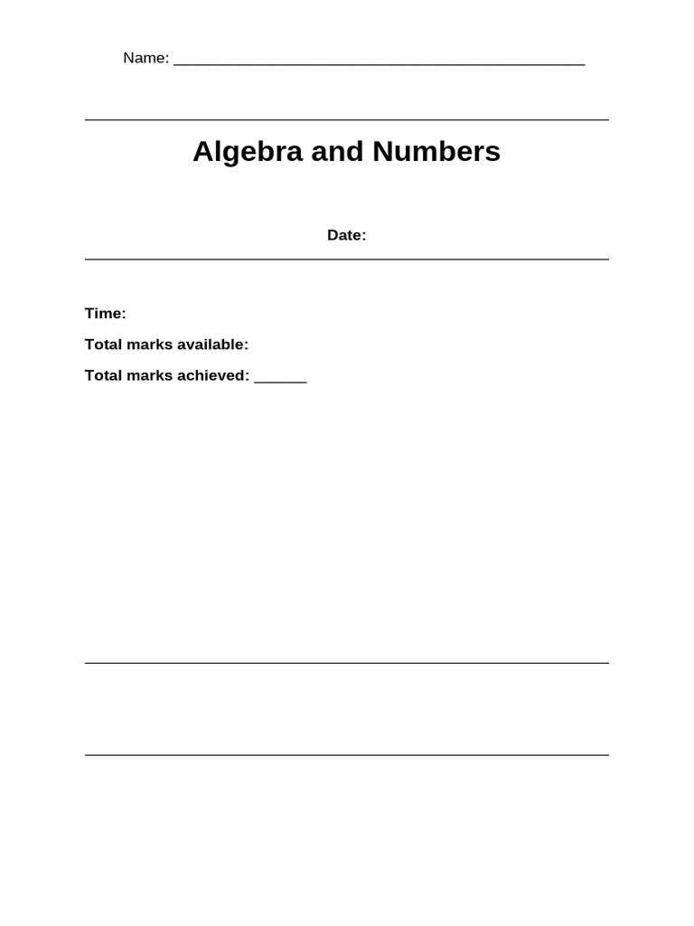 Algebra and Numbers | PDF