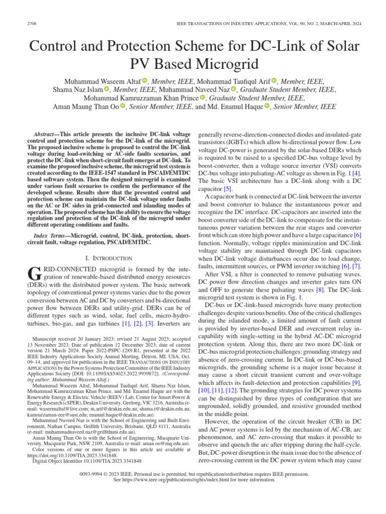DC-Link Protection in Solar Microgrids | PDF | Power Inverter | Capacitor