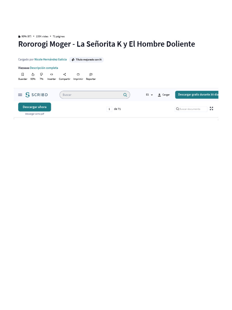 Rororogi Moger - La Señorita K y El Hombre Doliente - PDF | PDF