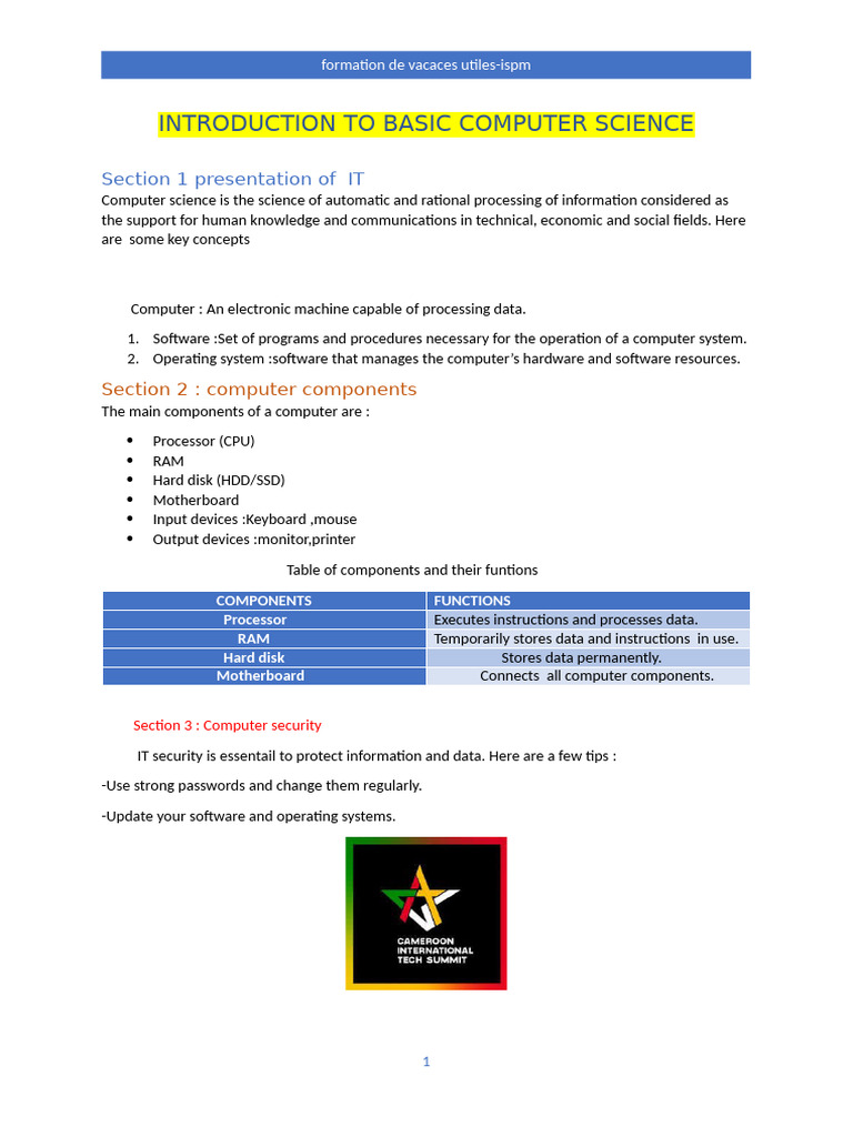 Introduction To Basic Computer Science | PDF
